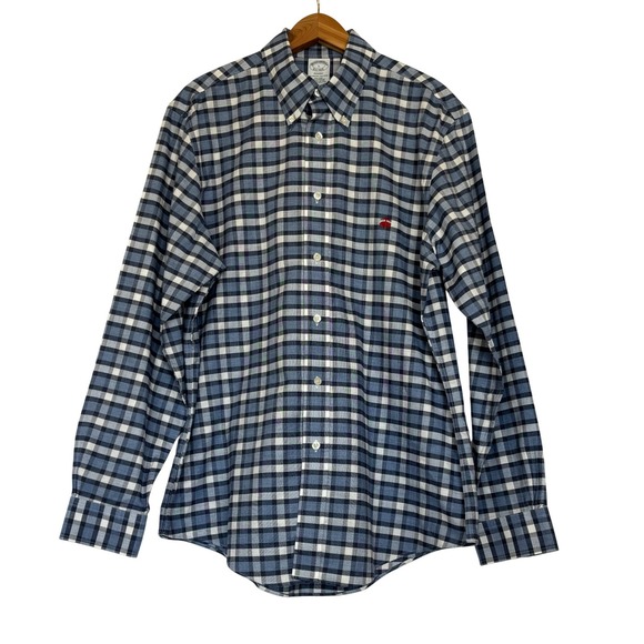 Brooks Brothers Other - Brooks Brothers Regent Non-Iron Supima Cotton Check Shirt Mens Large Blue White